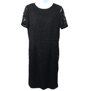 Liz Claiborne Lace Above Knee Dress Womens Size 10 Back Zip Lined Slit Black NEW